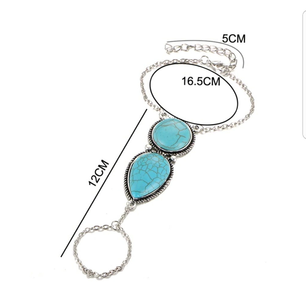Bohemian Turquoise Wrist Chain - Picture 2 of 7